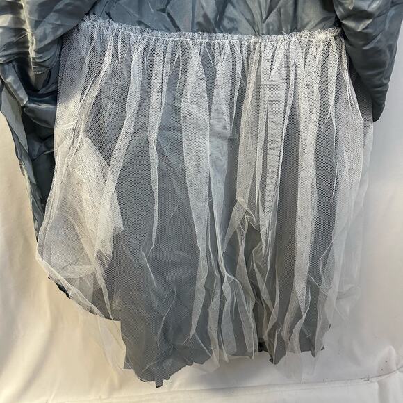 Adrianna Papell Collection Ball Gown Steel Blue Tulle Rosette Dress DAMAGE 10 - Picture 4 of 11